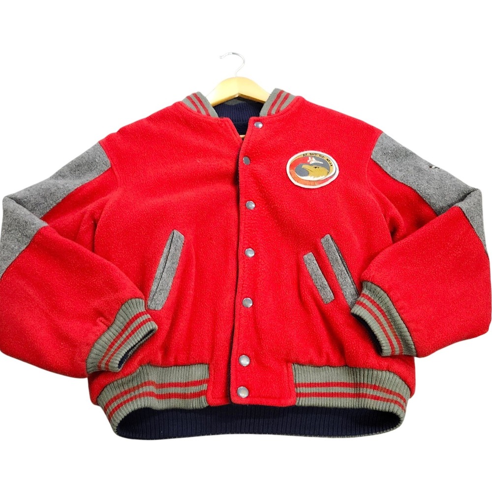 Ay Shy Mei Wear Red Fleece Varsity Jacket F-15 Eagle Space Plan Club 1986 UK